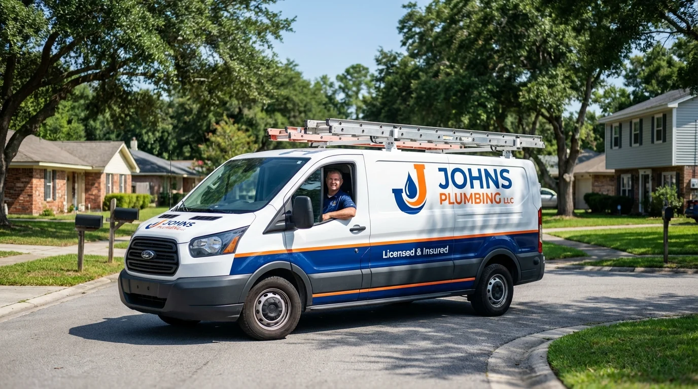 Johns Plumbing LLC service van in Orford, NH