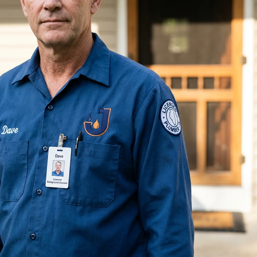 Licensed plumber showing ID badge in Orford, NH