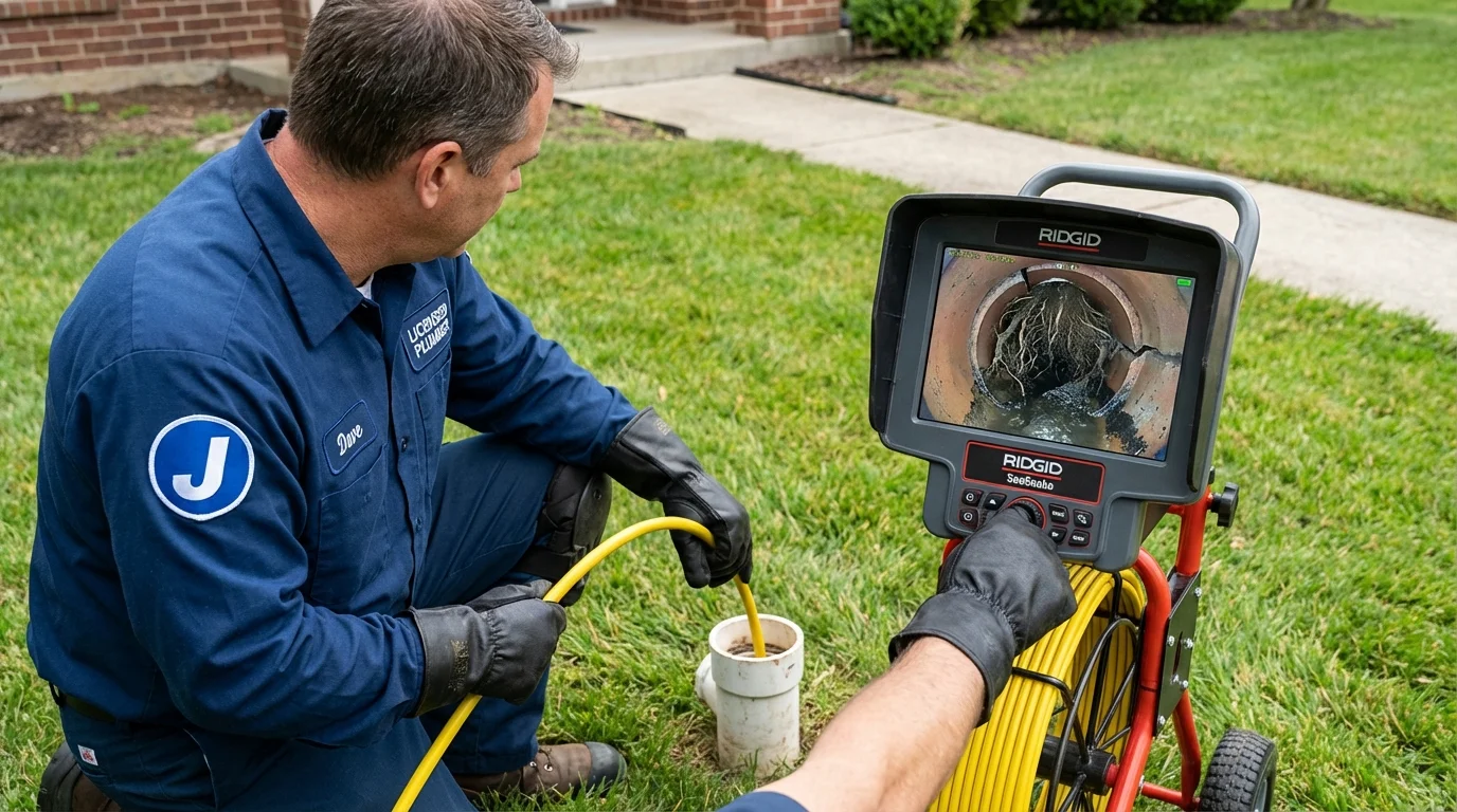 Sewer camera inspection being performed by Johns Plumbing LLC in Orford