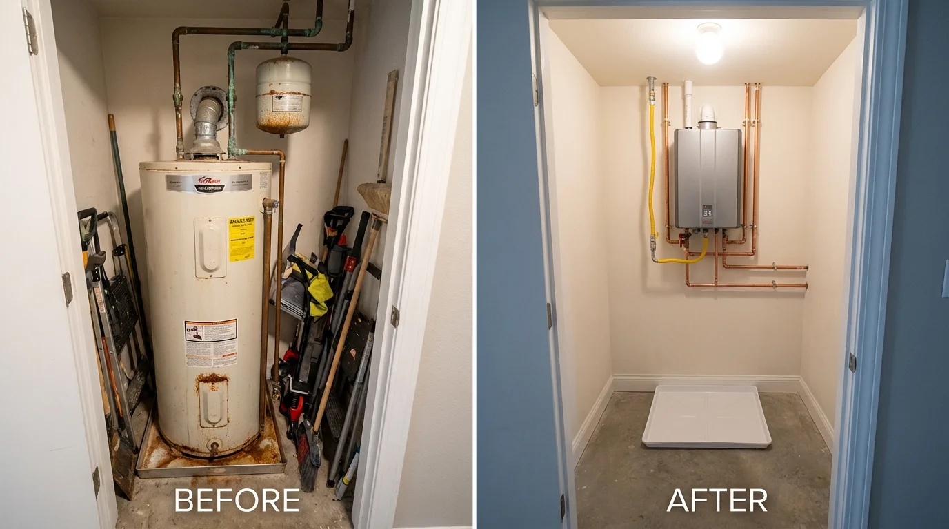 Tank water heater versus wall-mounted tankless unit comparison for Orford, NH homeowners