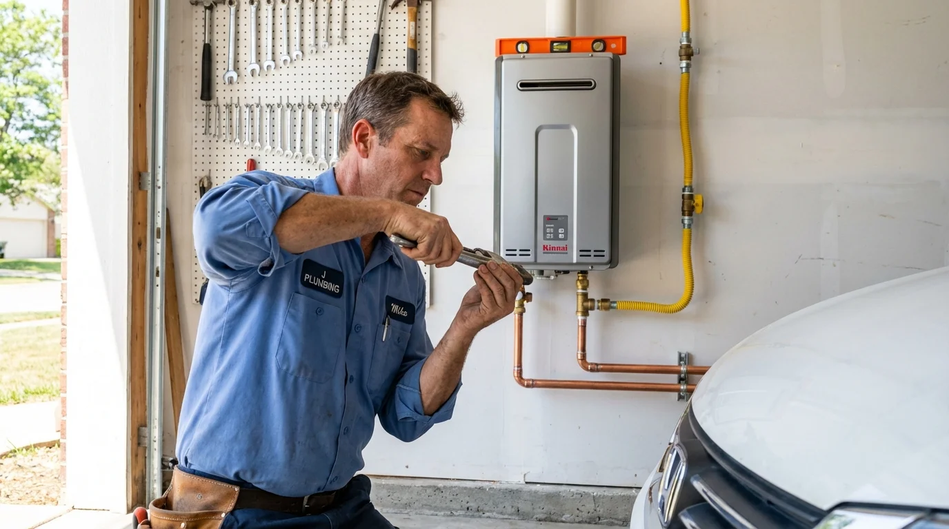 Tankless water heater installation by a Johns Plumbing LLC plumber in Orford